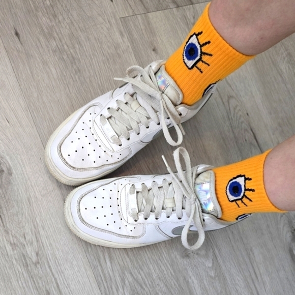 Nike | AF1's Low 'White Irisdescent Swoosh' tennis prep sporty sneakers | WMS 7 - Picture 3 of 14